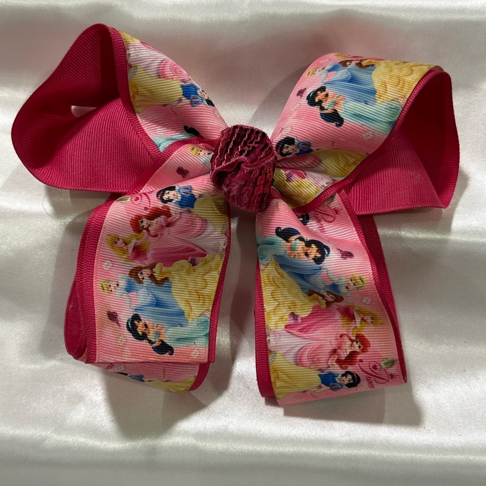 Pink Princess Ribbon XLarge Hair Bow- bundle and save on shipping